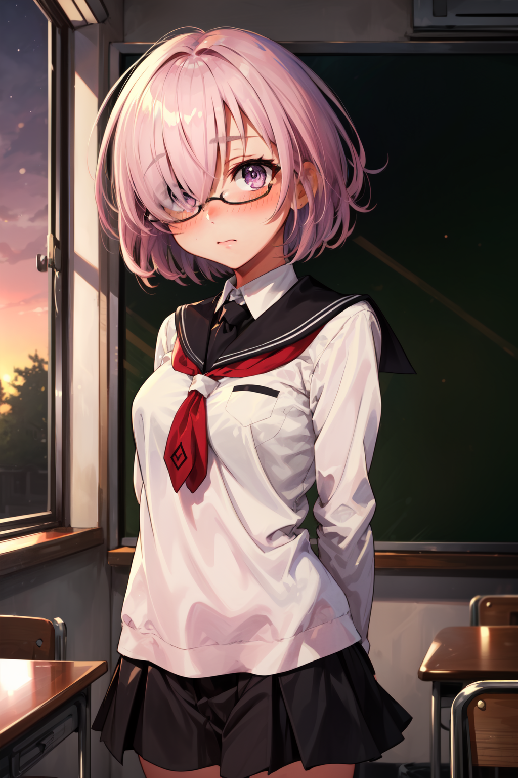 00108-3934759648-masterpiece,best quality,1girl,mash kyrielight,hair over one eye,pink hair,purple eyes,school uniform,glasses,shy,blush,arms beh.png